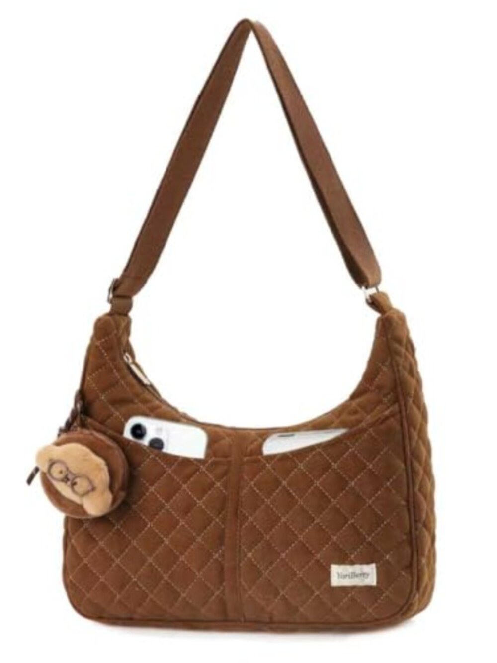 Quilted Hobo Shoulder Bag Lightweight Plaid Nylon Handbag